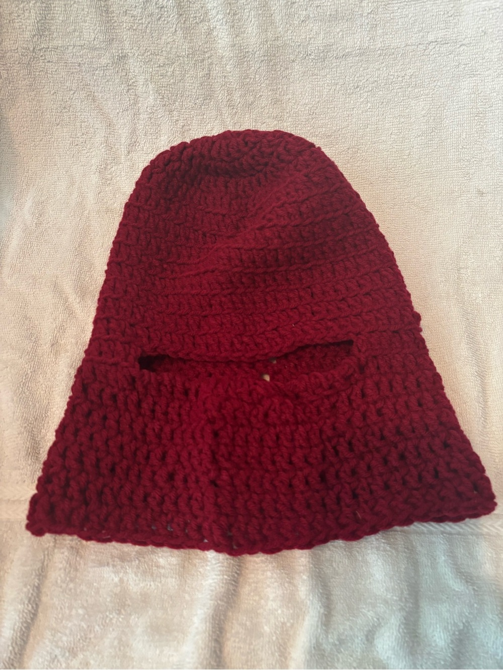 Handmade Burgundy Crochet Ski Mask